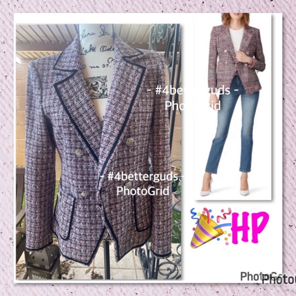 Veronica Beard Jackets & Blazers - New Veronica Beard “Theron” Tweed Double Breasted Tailored Trim Jacket Size 6